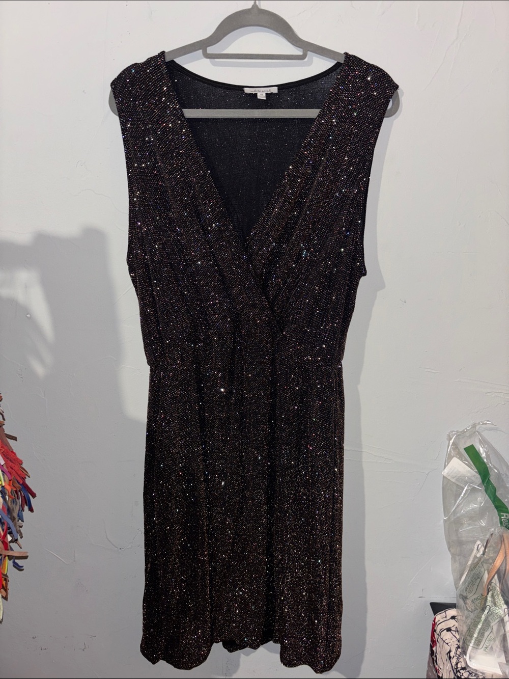 white birch Black Sparkle Midi Dress